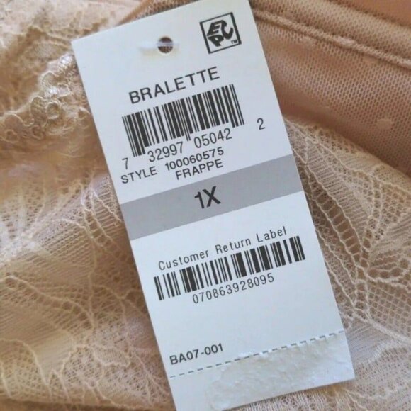 INC International Concepts Womens Bralette Bra U/W Beige Frappe Lace Size 1X NEW - Picture 8 of 10